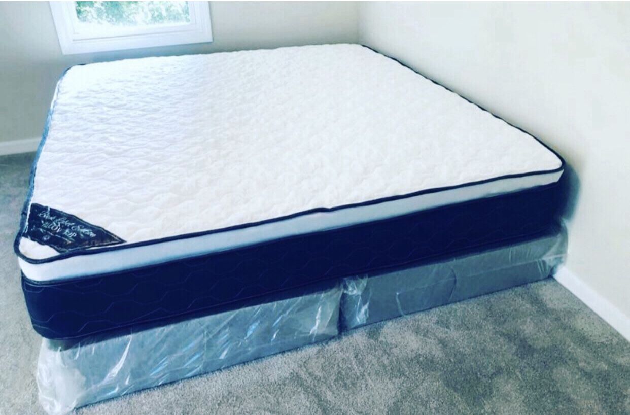 MATTRESS+BOX KING SIZE PILLOW TOP 13”thick MEDIUM FIRM BRAND NEW WE DELIVER