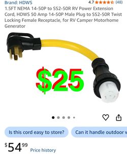 1.5FT NEMA 14-50P to SS2-50R RV Power Extension Cord, HDWS 50 Amp 14-50P Male Plug to SS2-50R Twist Locking Female Receptacle, for RV Camper Motorhome