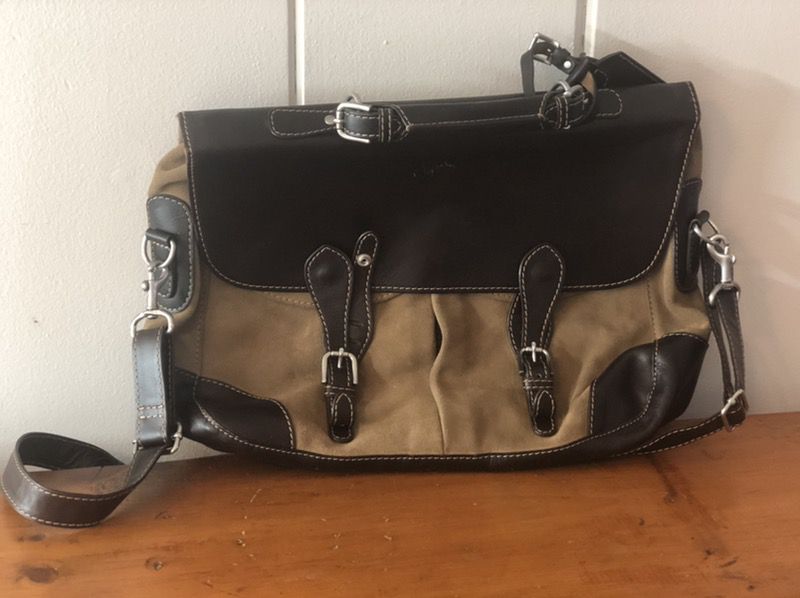 Leather and canvas CHAPS bag