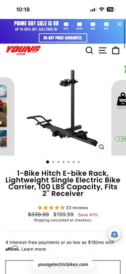 Bike rack aluminum light weight  Young Electric bike rack for 1bicycles  E-BIKE RACK  FOLDABLE Pick up in Sun Valley Cash only