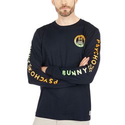 Men's Psycho Bunny Long Sleeve Sheffield Gradient Graphic Tee Navy Shirt - S