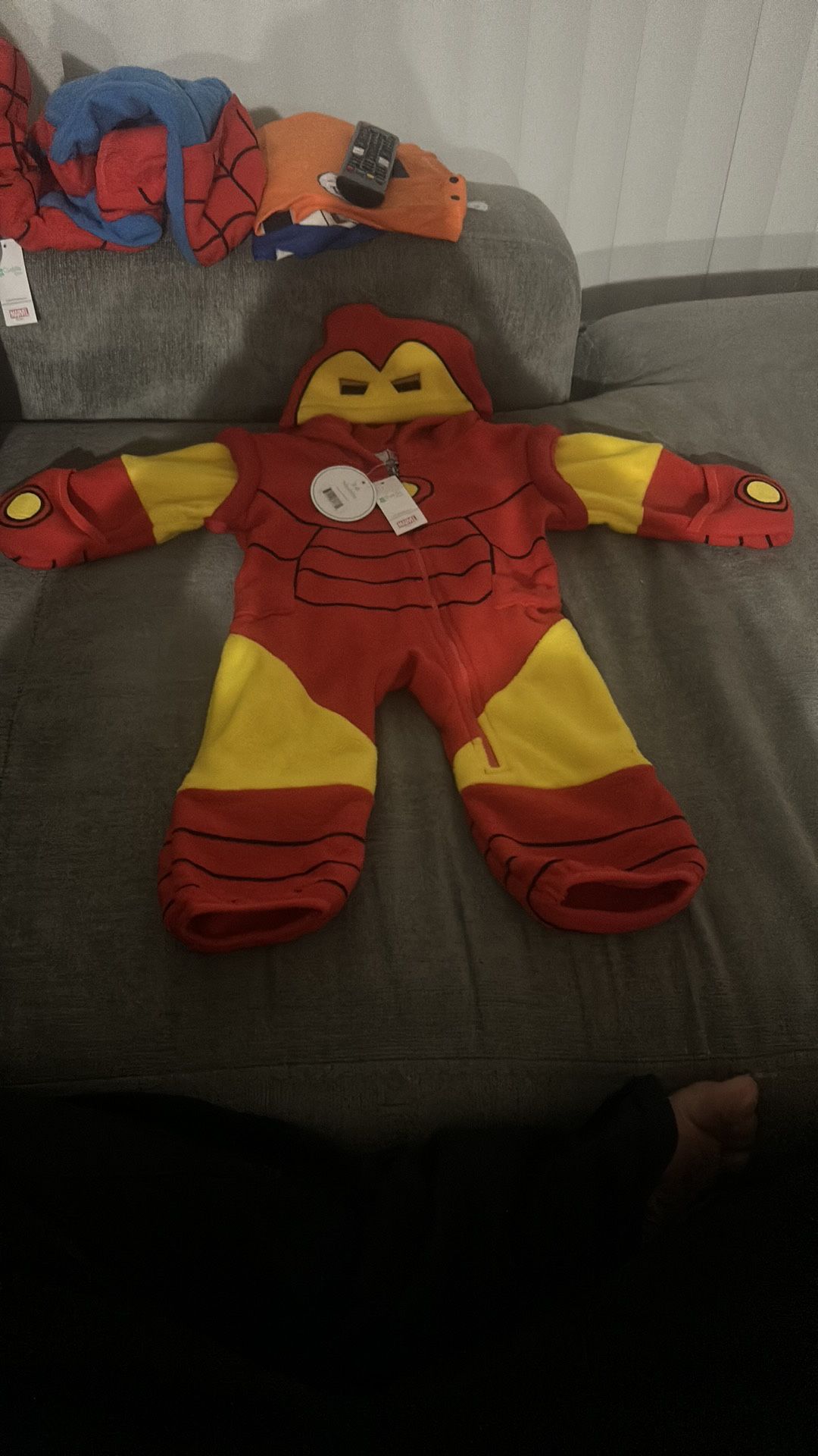 Cuddle Club Baby Fleece One-Piece Hooded Jumpsuit, Ironman 0-3 Months