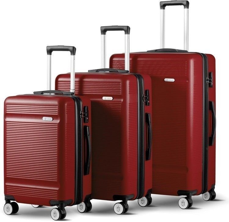 Zitahli 20in 24in 28in Red Expandable 3 Piece Hardside Luggage Set