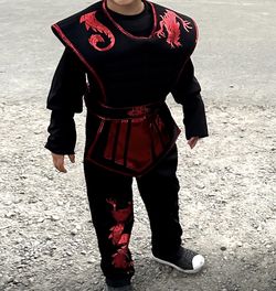 Size-4-5 Boys Ninja Costume With Mask 
