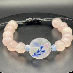 Rose quartz & floral glass