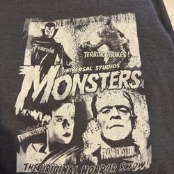Black And White Vintage Style Movie Monsters Crewneck, Men’s Size Large