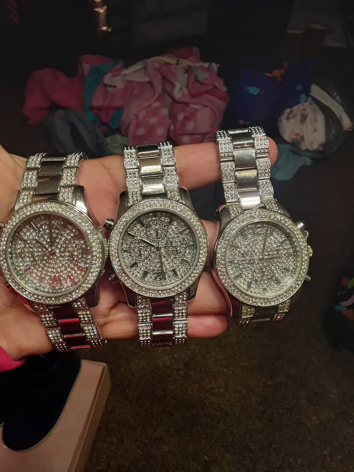 New womens quartz silver diamond watches $5 each all $15