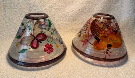 (2) Vintage Jar Candle Shades