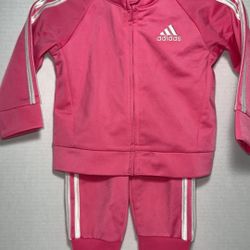 Baby Girls Pink Adidas Tracksuit 6m
