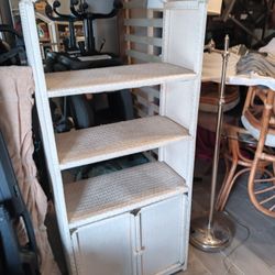White Wicker Bathroom Supply Cabinet
