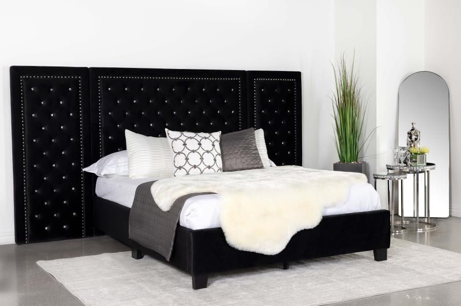 New‼️ Upholstered Queen Wall Panel Bed Black (Mattress Not Included)