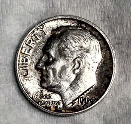 1964 D full bands dime clad error, DD