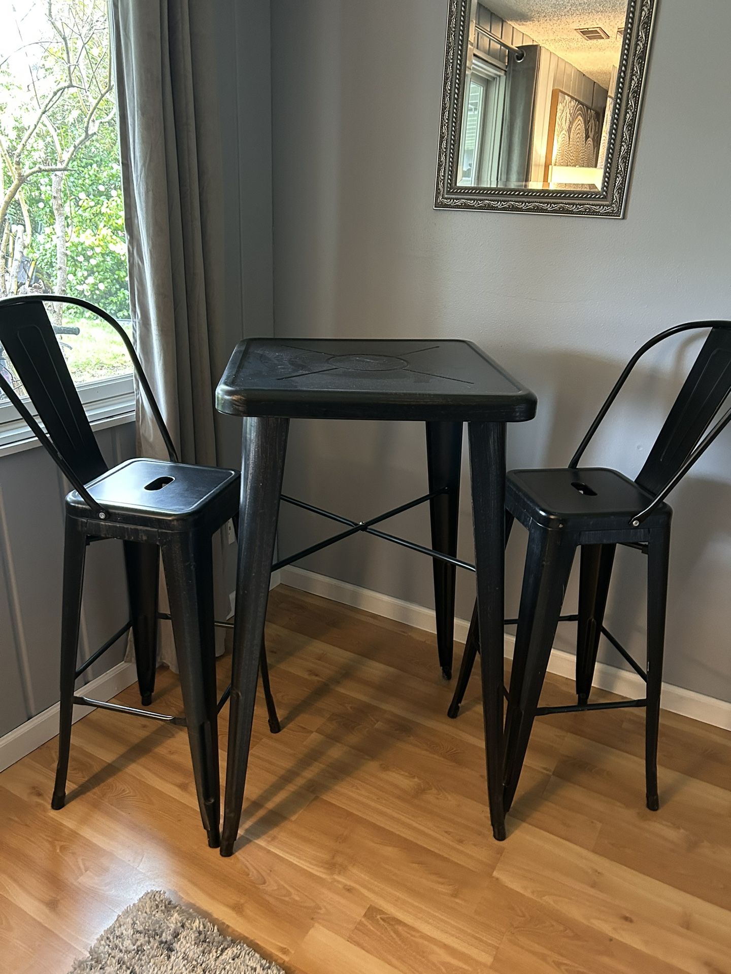 Metal Bistro Table with 2 Chairs – $80