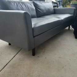 Grey Faux Leather Couch