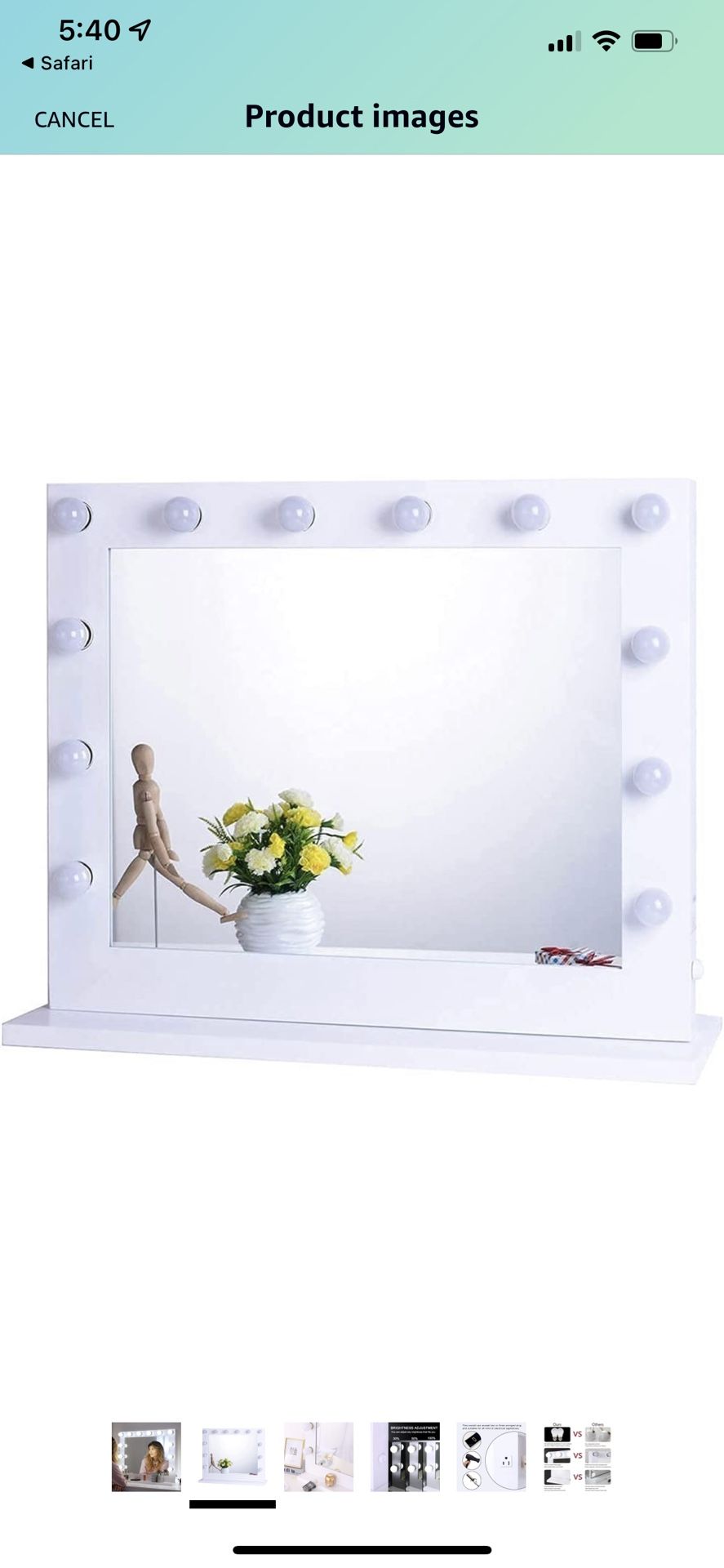 Chende Large Vanity Mirror with Lights, 31.5 x 25.6 Inches Hollywood Lighted Mirror with Outlet for Bedroom