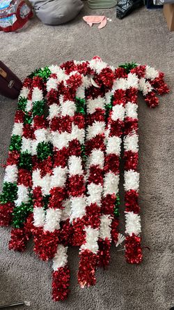 Tinsel Candy Cane Christmas Decorations Set
