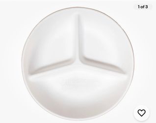 200 Pack 9 in Round 3- Compartment Plates Compostable Sugarcane Fiber Dinner