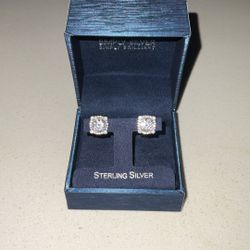 Sterling Silver Earrings With Genuine CZ Stones 