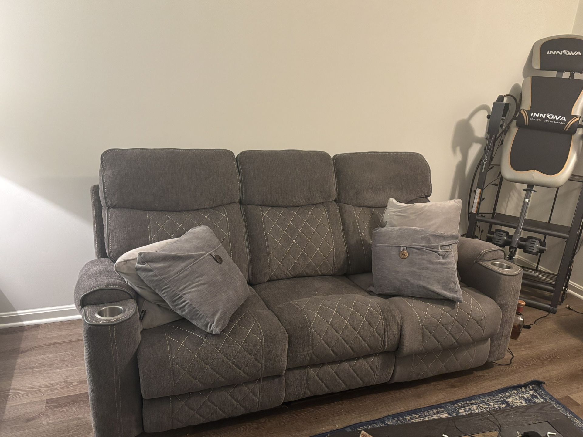 Grey reclining Couch And Loveseat