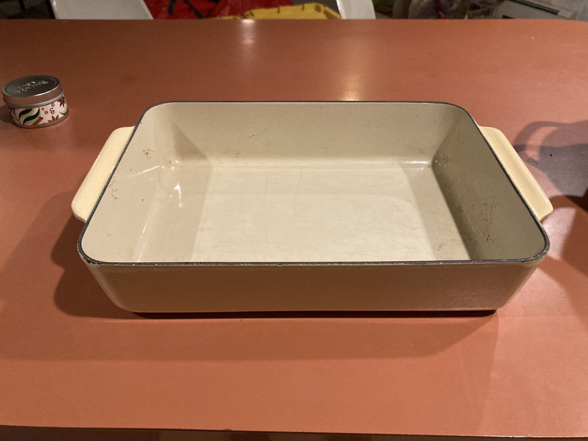 Vintage Cast Iron And Enamel Roasting Pan