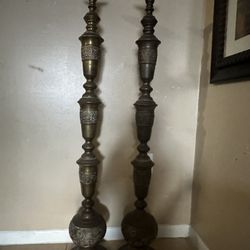 2  Vintage  detachable Candlesticks 52" Tall, Brass