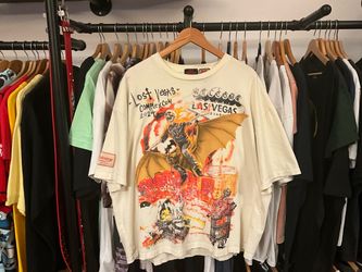 Lost Intricacy Lost Vegas Batwing T-Shirt Black Graphic Tee Large Size 2XL
