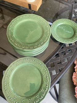 Vintage Green Plates 