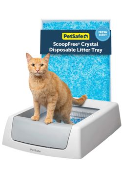 PetSafe ScoopFree Crystal Classic Self-Cleaning Cat Litter Box, Unbeatable Odor Control, Gray