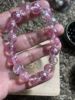 Clear quartz with cherry blossoms 
