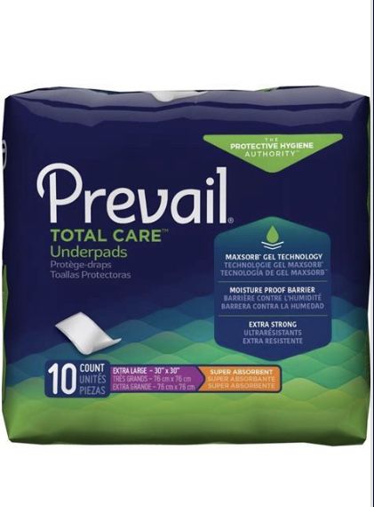 30 Bags Od 10 Prevail Total Care Underpads  1  Extra Large 30” x 30”  