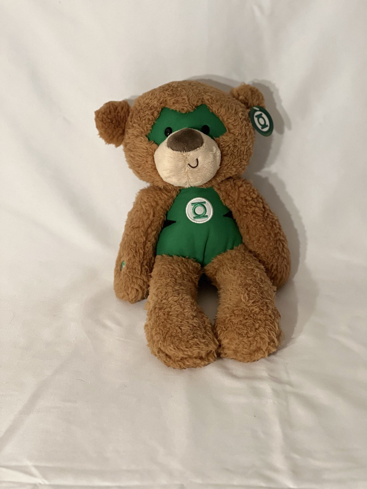 New GUND DC Comics Green Lantern Fuzzy Teddy Bear Stuffed Animal, Brown, 14"