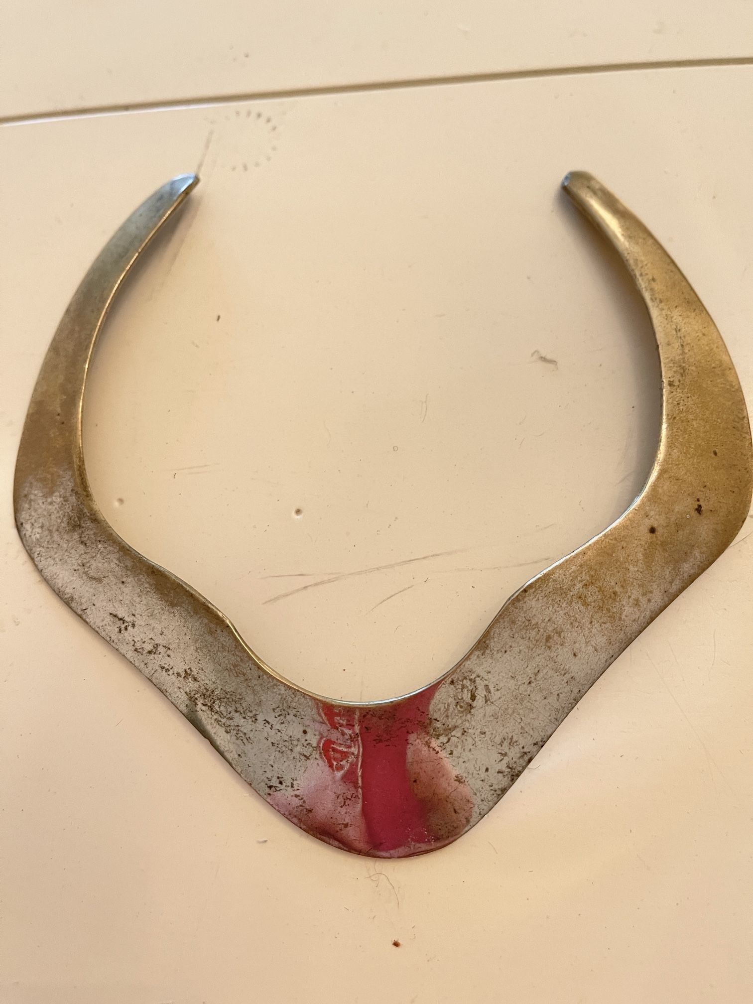 Vintage silver and brass toned metal modernist choker