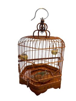 Vintage Handcrafted Chinese Songbird Cage