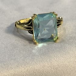 Blue Topaz Ring. Size 8. 14k Gold Over Sterling Silver 