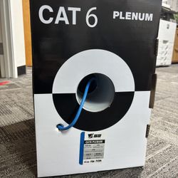 CAT6 Plenum 1000ft UTP Cable 23AWG, 550 MHz Pull Box - Blue