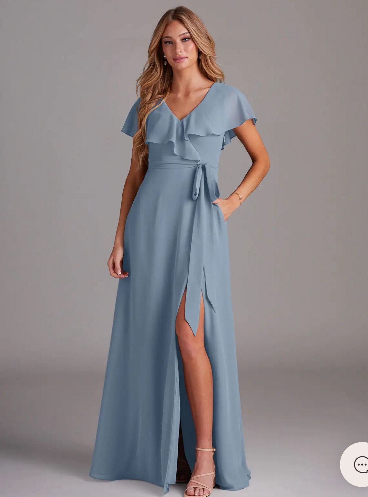 Azazie Lainey-Dusty Blue