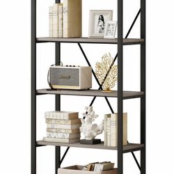 5 tier bookshelves Rustic Wood and Metal shelving unit