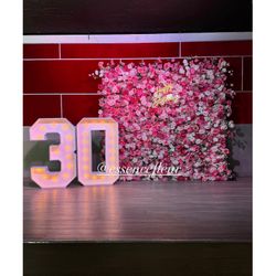 Marquee Numbers Flower Backdrop And Neon Sign 