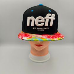 Neff Incorporated Est 2002 Black With Floral Bill Adjustable SnapbackHat