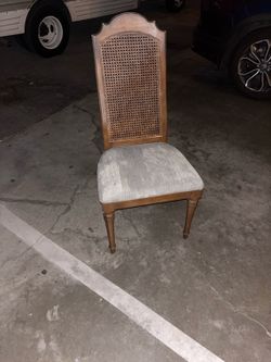 Set of 3 Vintage Cane Back Dining Chairs – Wood Frame