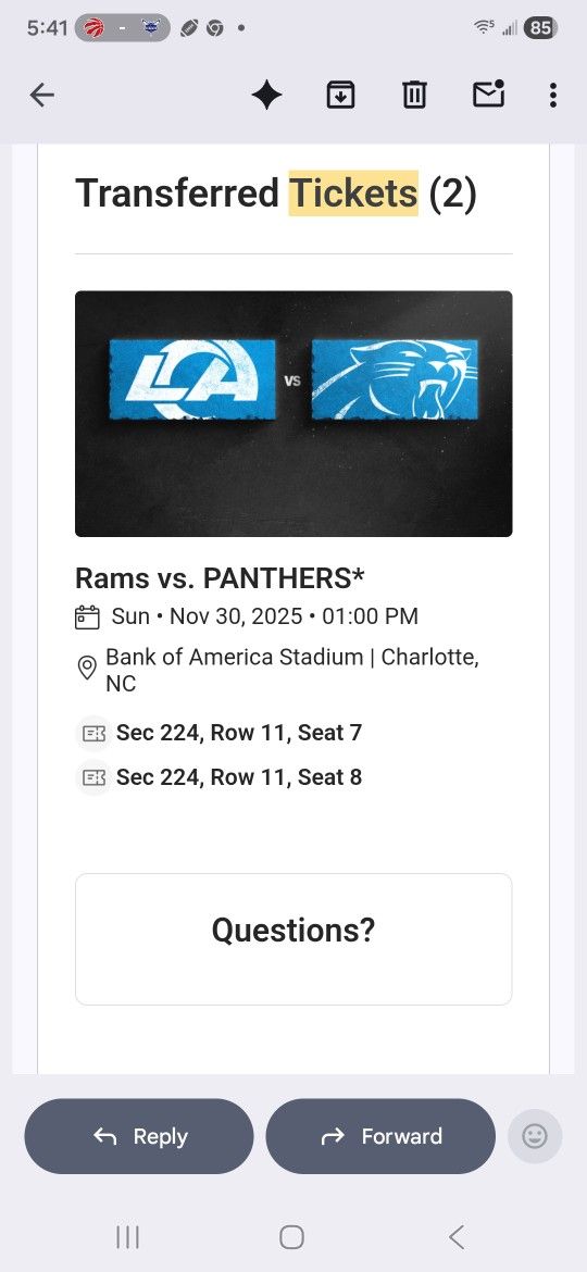 Carolina Panthers vs LA Rams