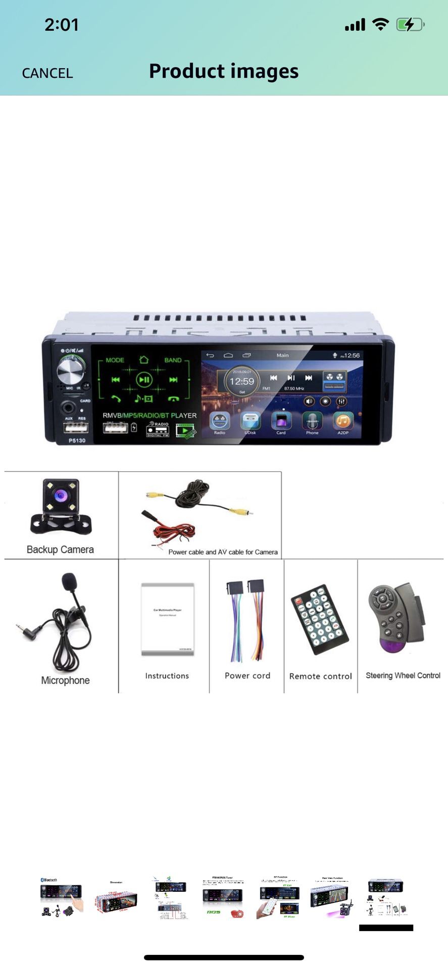 Camecho Single Din Bluetooth Car Radio 4'' Capacitive Touch Screen Car Stereo FM/AM/RDS Radio Receiver with Dual USB/AUX-in/SD Card Port + Backup Cam