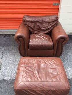 Leather Chair and Ottoman