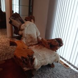 Handcrafted Freeform Live Slab Burl Redwood Artisan Armchair by Daryl Stokes