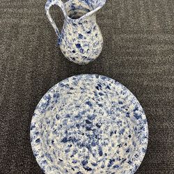 VTG Hand painted Water Pitcher and Bowl