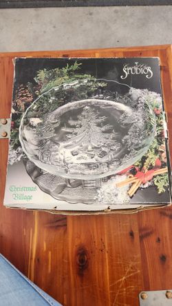 Crystal Christmas Village Platter 1990