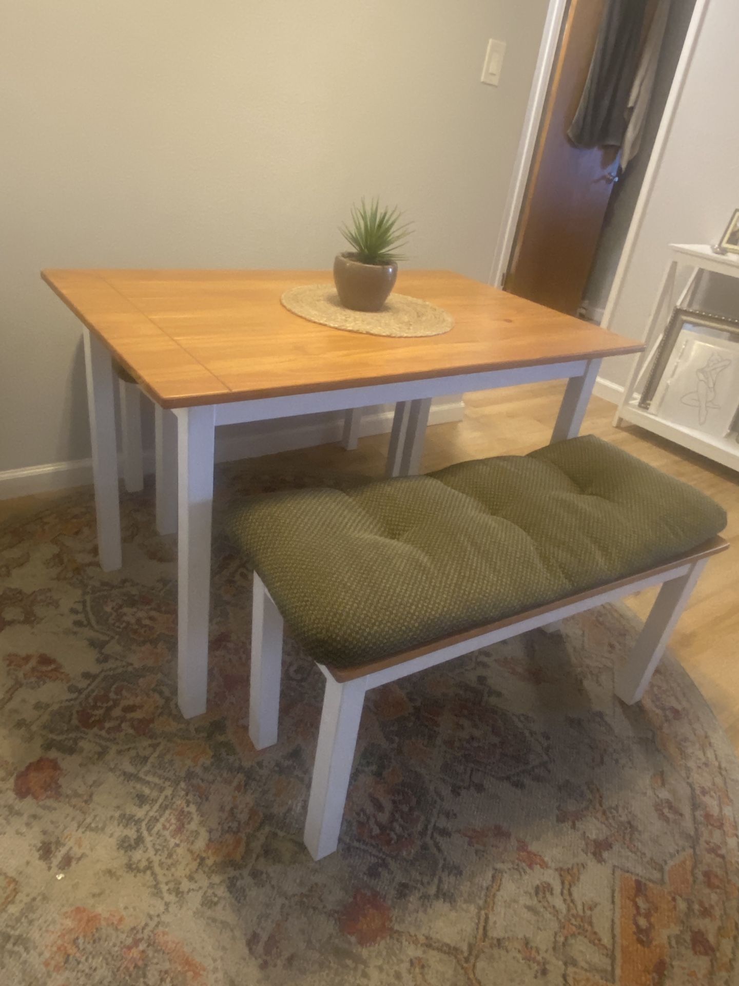 Table and Benches With Cushions