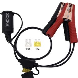 1.6FT/0.5m 14AWG 20A 12V 24V Female Car Cigarette Lighter Socket to Battery Alligator Crocodile Clips Connector, Car Battery Clamp-on Extension Charge