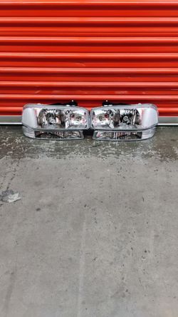 Chrome Clear Headlights For GMC Sierra /Yukon 2000-2006