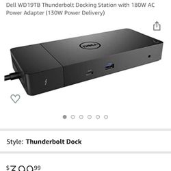 Dell WD19TB Thunderbolt Docking Station with 180W AC Power Adapter (130W Power Delivery)